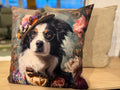Vintage Style Dog Portrait Handmade Cushion – 18x18” with Insert