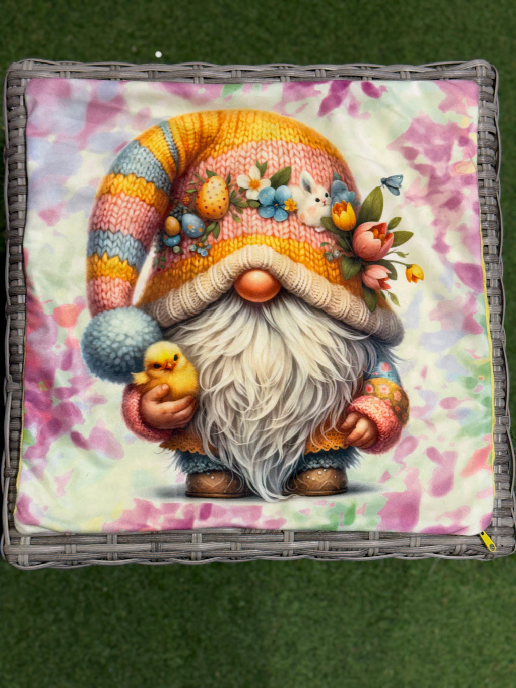 Easter Gnome Handmade Cushion – 16” x 16” with Insert