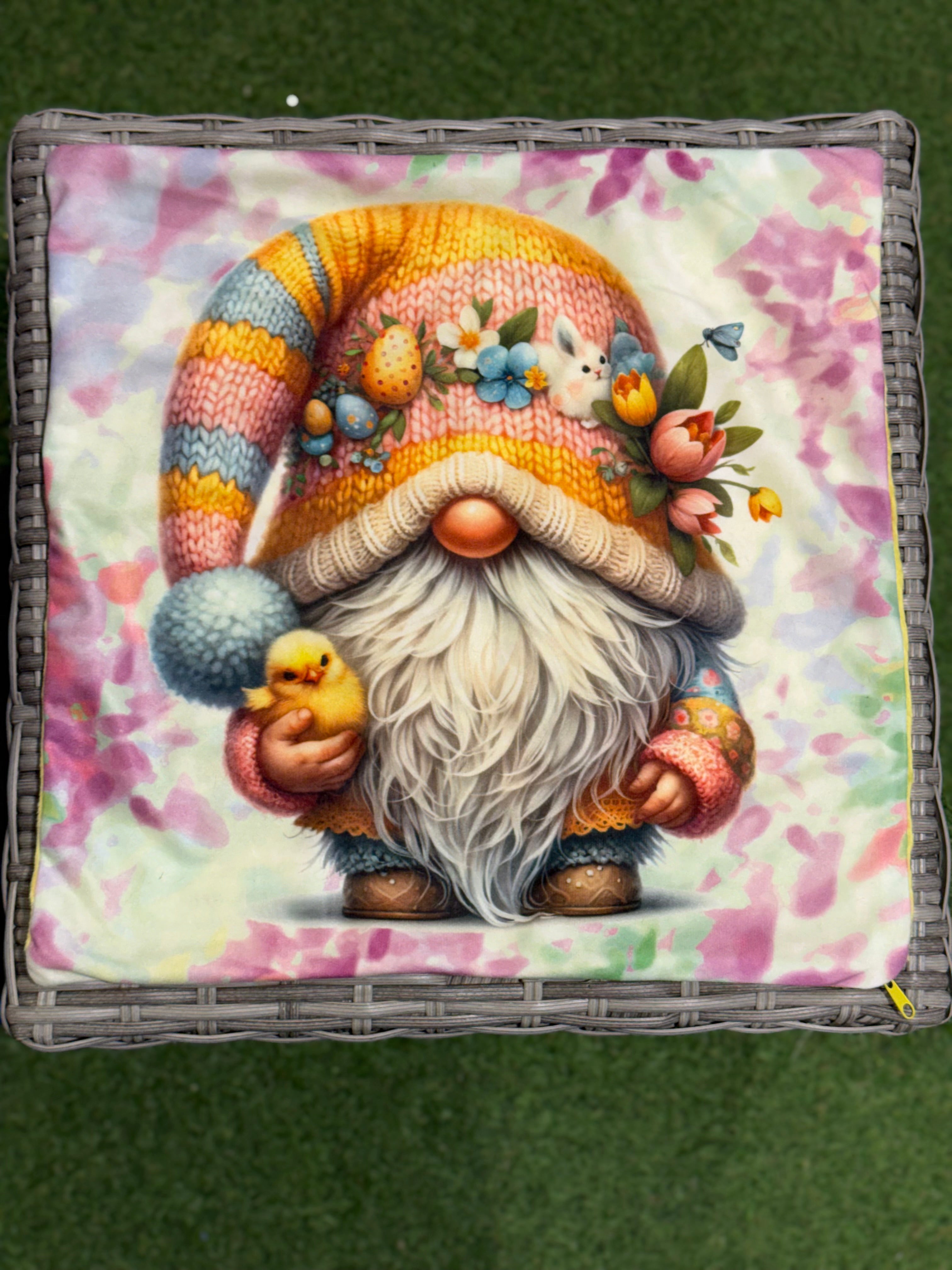 Easter Gnome Handmade Cushion – 16” x 16” with Insert