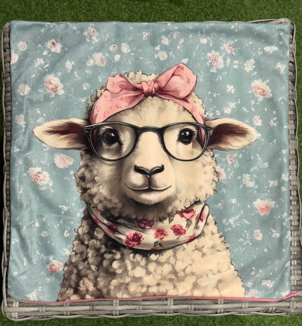 Handmade Sheep Cushion – 16” x 16” – Includes Insert