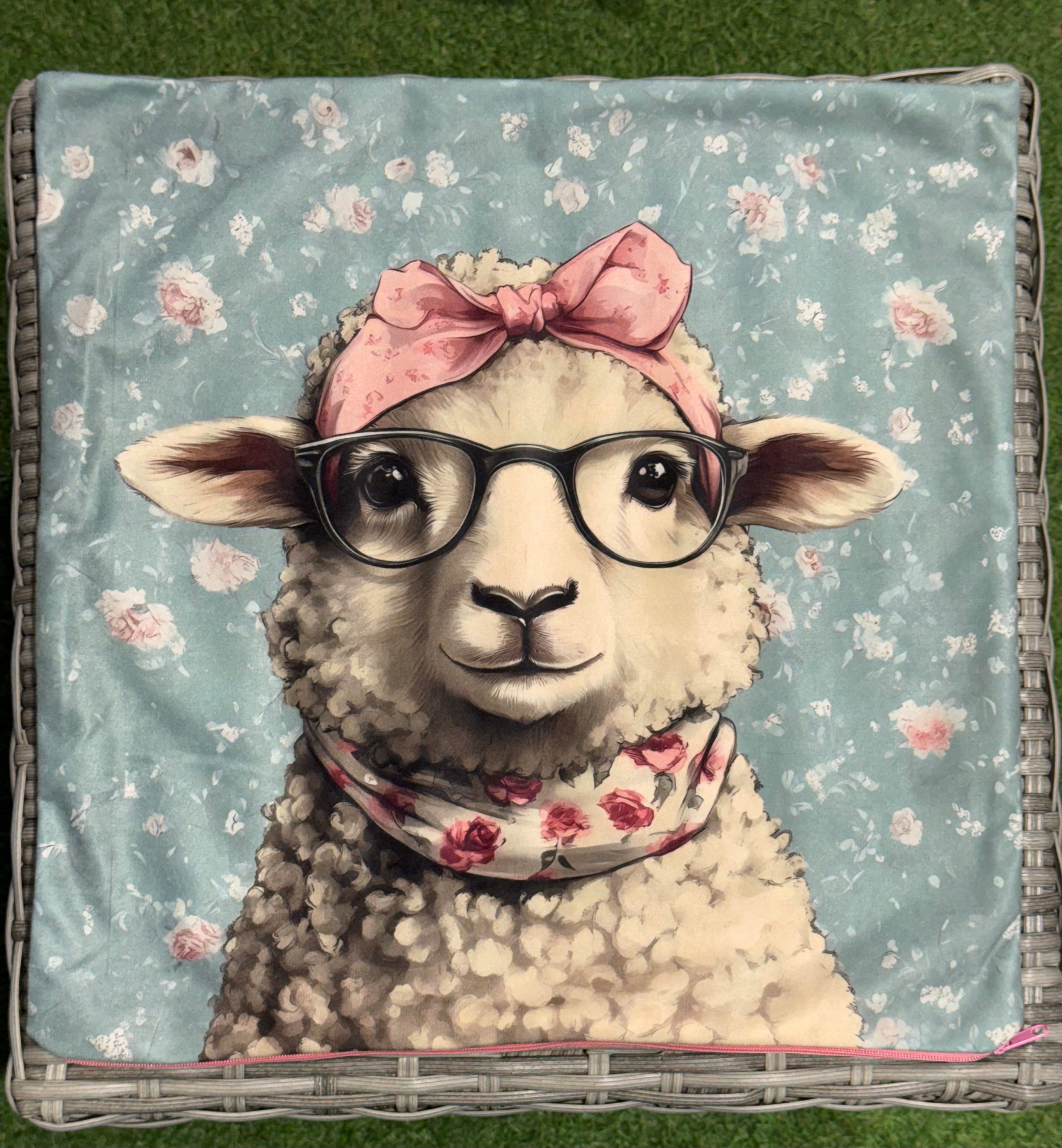 Handmade Sheep Cushion – 16” x 16” – Includes Insert