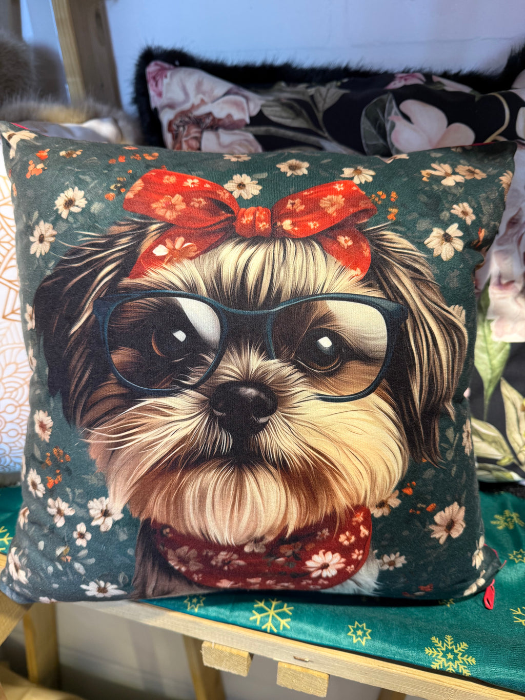 Handmade Dog Cushion – 16” x 16” – Includes Insert