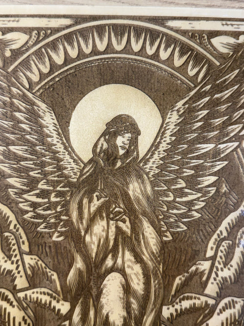 Angel Wing Laser Engraved Basswood Artwork (30cm x 30cm) – One of a Kind