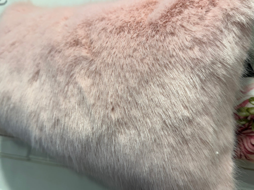 Luxury Floral & Pink Faux Fur Cushion Set – 2 Piece Handmade with Inserts