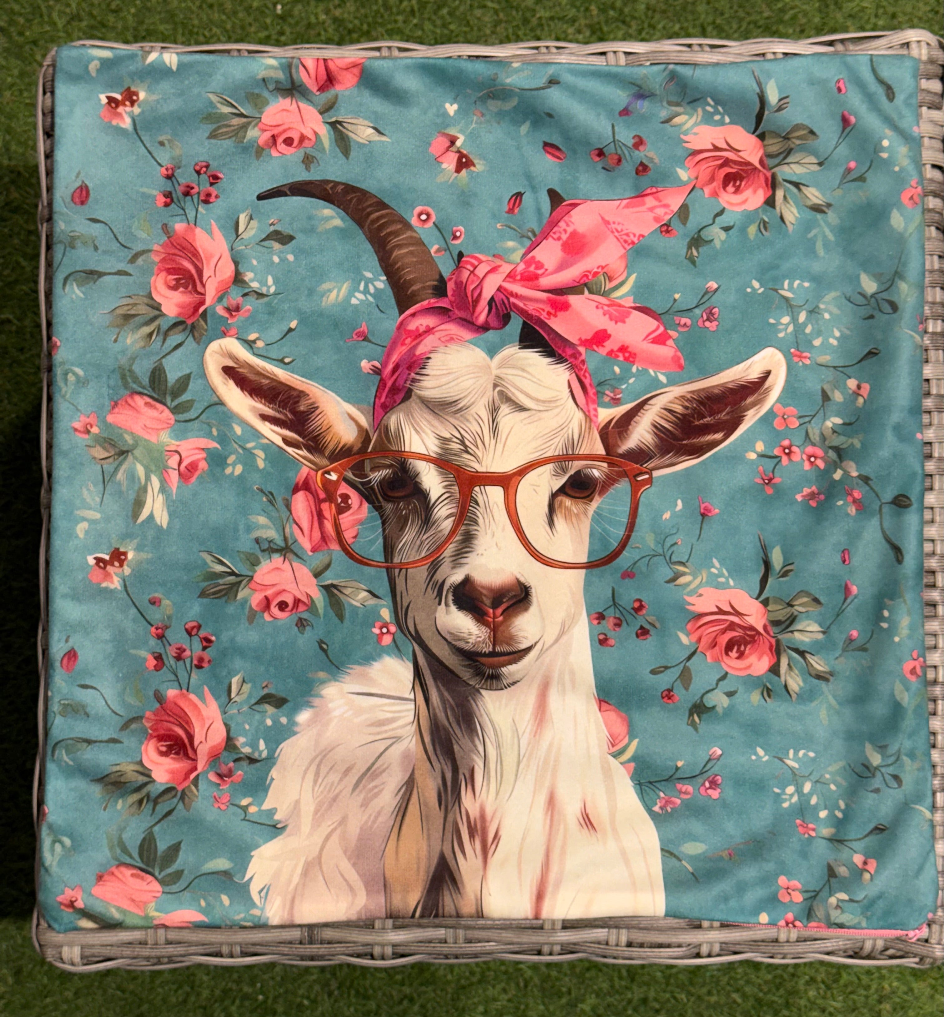 Handmade Goat Cushion – 16” x 16” – Includes Insert