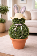 Handmade Easter Bunny Topiary – 80cm Buxus Ball Decoration with Bonnet & Ears