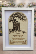Framed Engraved Mum Gift – One of a Kind Basswood Artwork (A4 Frame)