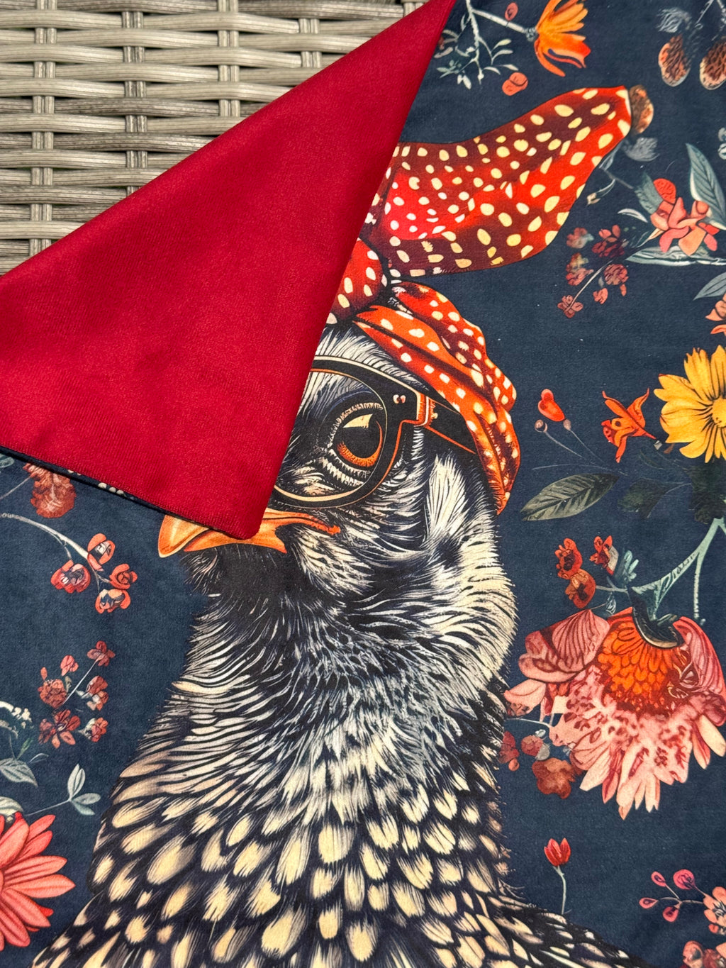 Handmade Chicken Cushion – 16” x 16” – Includes Insert