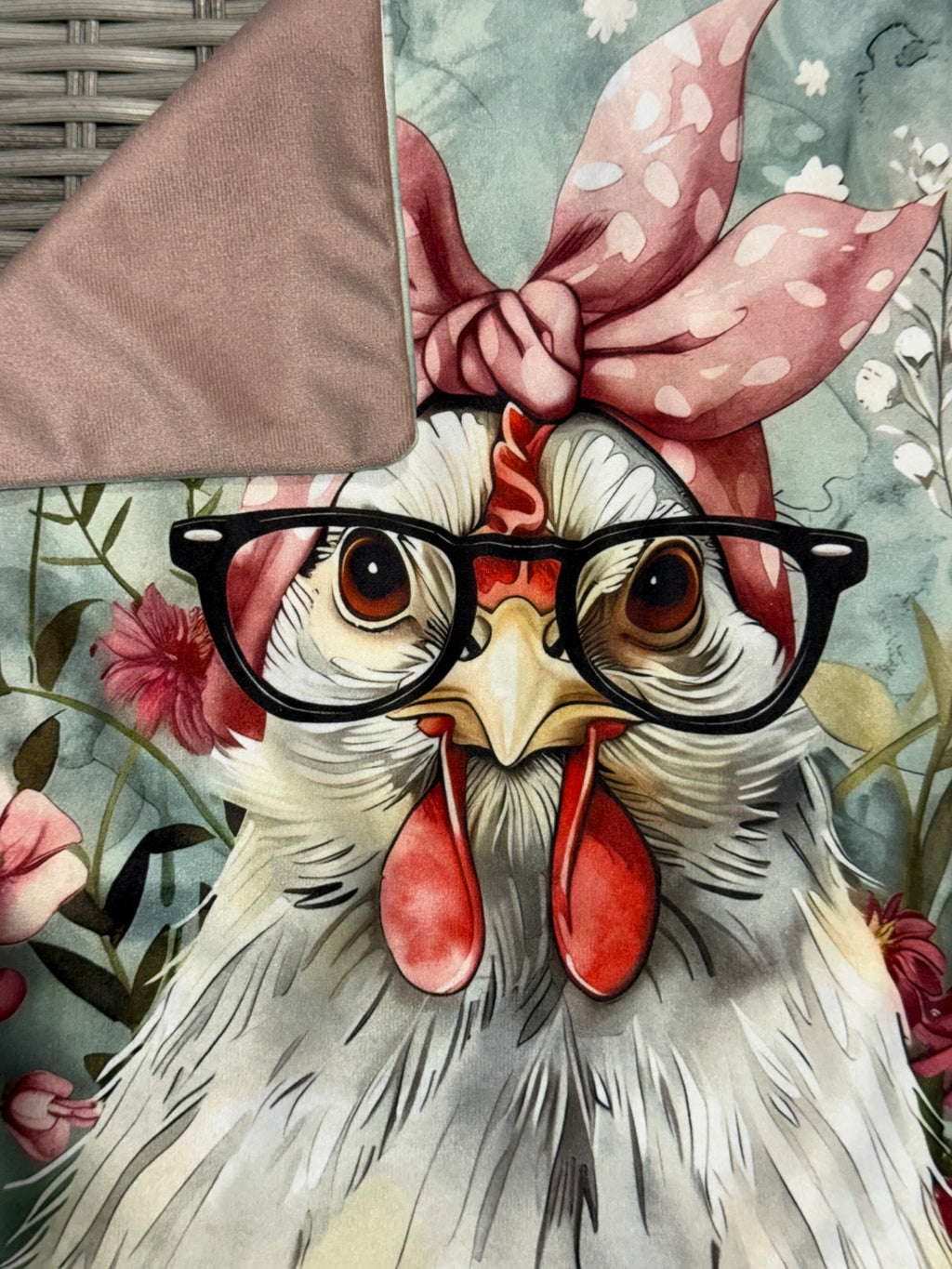 Handmade Chicken Cushion – 16” x 16” – Includes Insert
