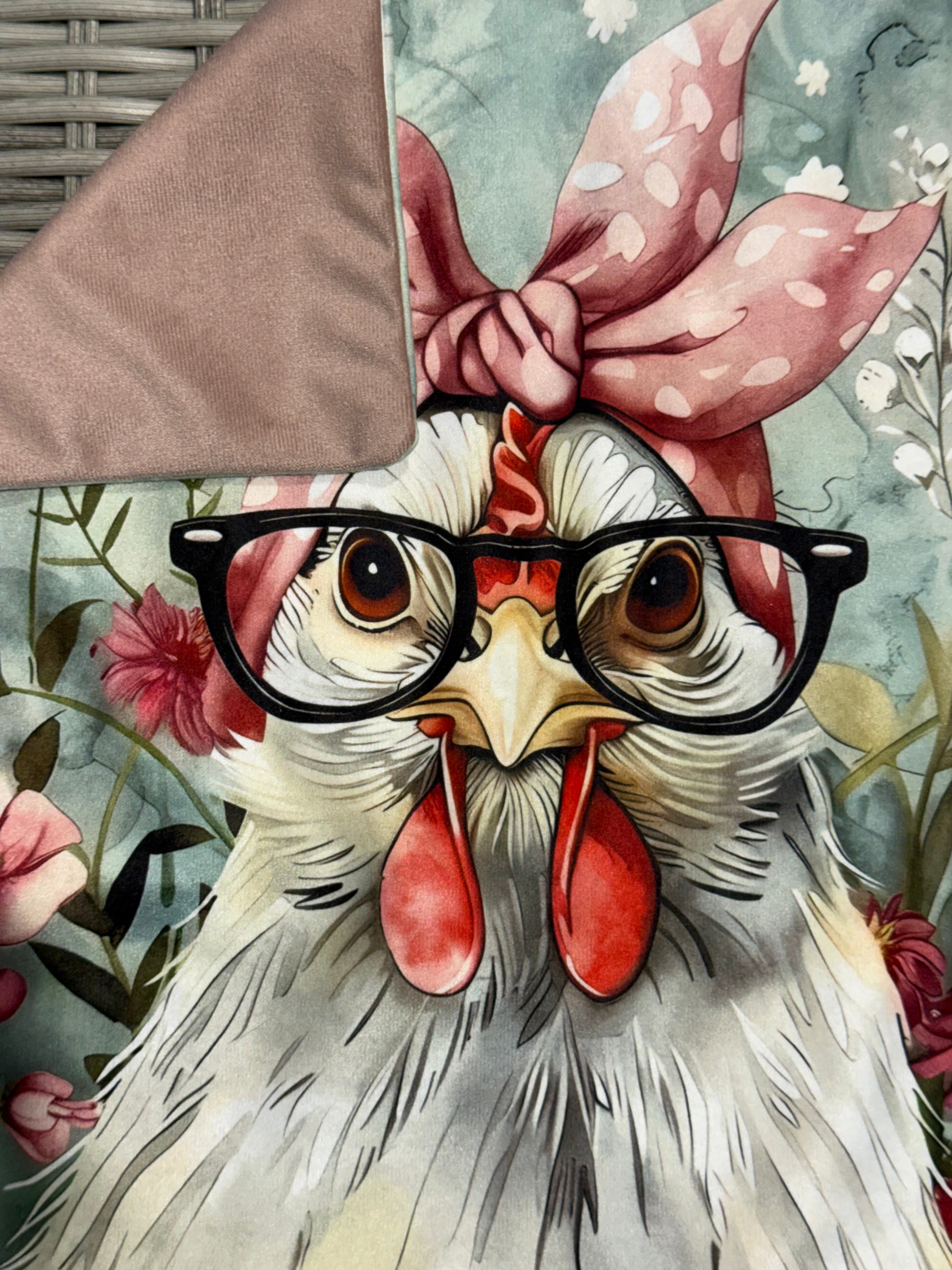 Handmade Chicken Cushion – 16” x 16” – Includes Insert