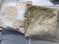 Neutral Mandala & Faux Fur Cushion Set – 2 Piece Handmade with Inserts