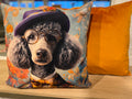 Stylish Poodle Portrait Handmade Cushion – One of a Kind 18x18” with Insert