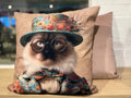 Elegant Cat Portrait Handmade Cushion – 18x18” with Insert