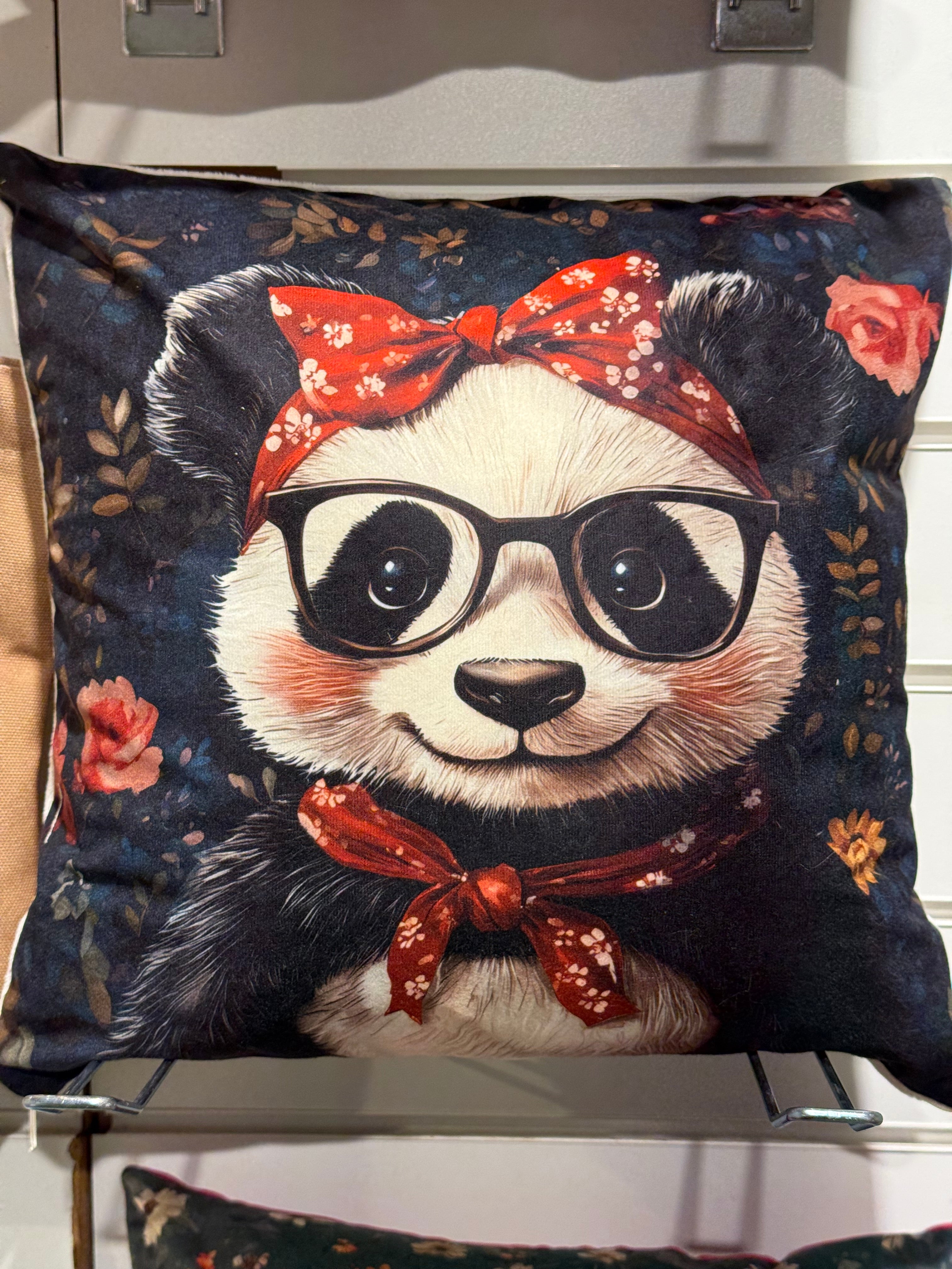 Cute Panda Handmade Cushion – One of a Kind 16" x 16" with Insert