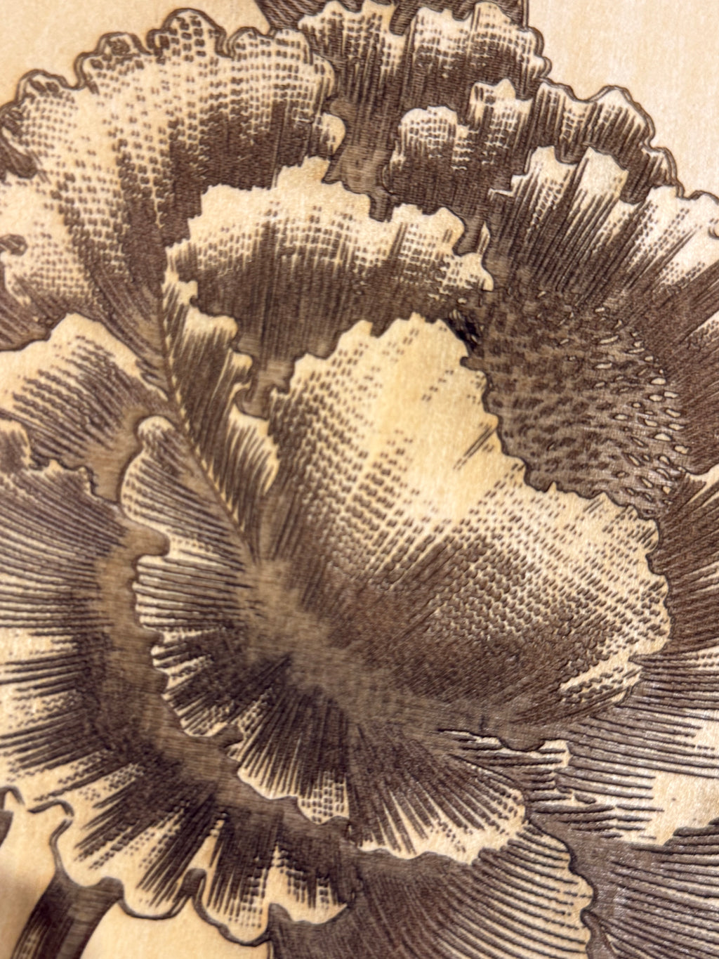 Peony Flower Laser Engraved Basswood Artwork (30cm x 30cm) – One of a Kind