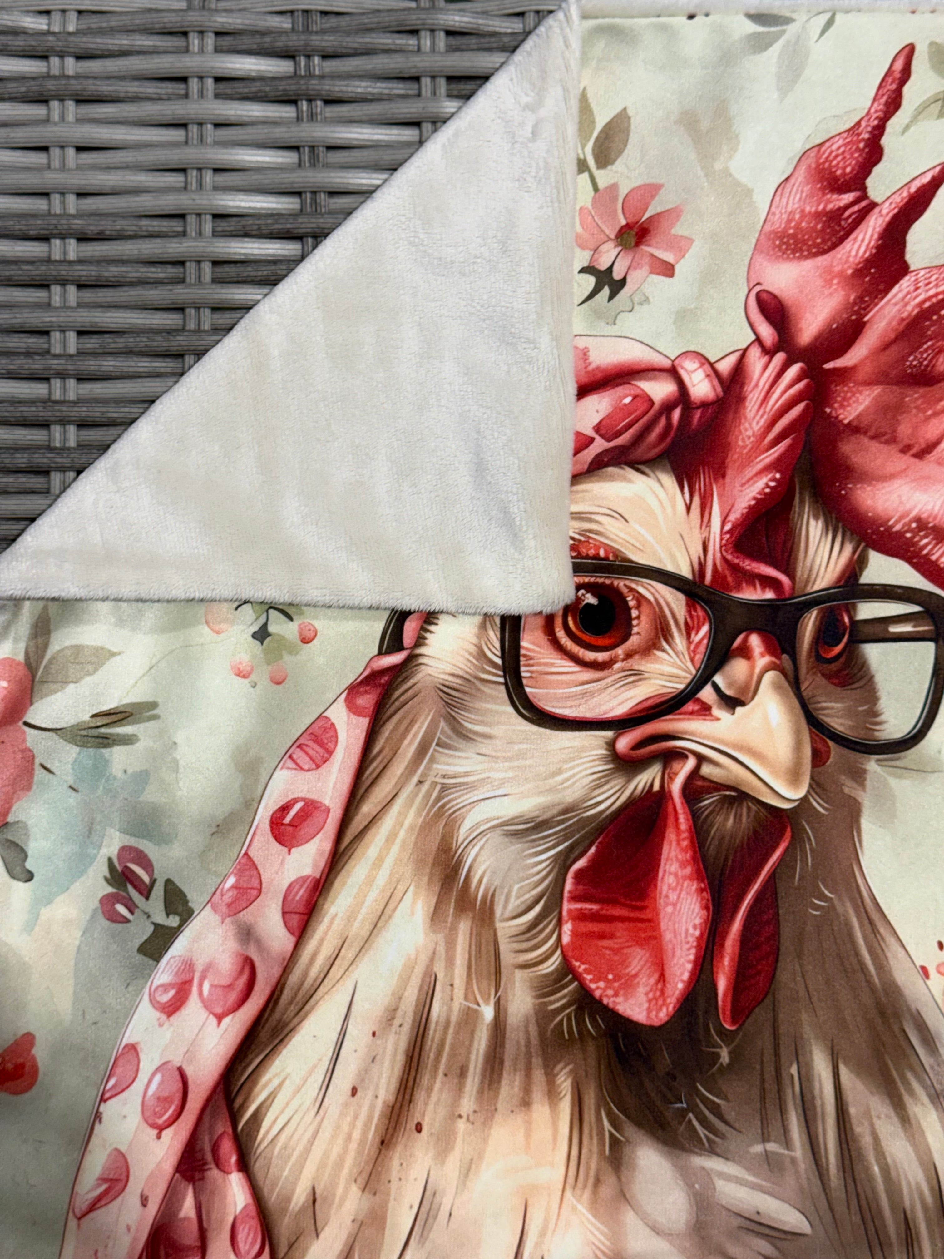 Handmade Chicken Cushion – 16” x 16” – Includes Insert
