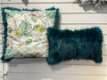 Luxury Tropical Cushion Set – 2 Piece Faux Fur & Floral Cushions with Inserts