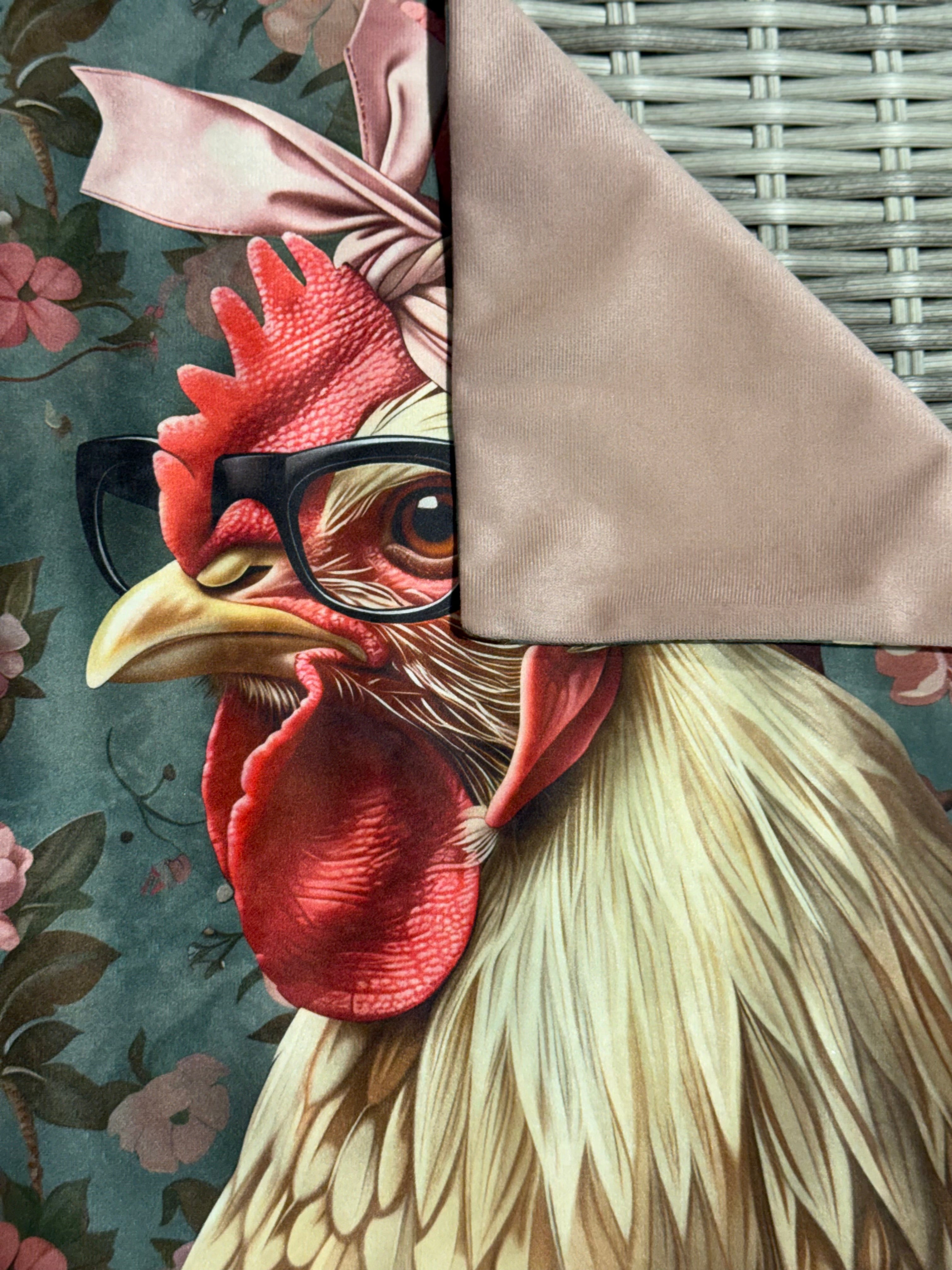 Handmade Chicken Cushion – 16” x 16” – Includes Insert