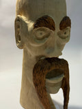 Hand-Carved Wooden Character Bust – One of a Kind Artisan Sculpture