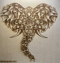 Ornate Elephant Laser Engraved Artwork on Basswood (30x30cm)