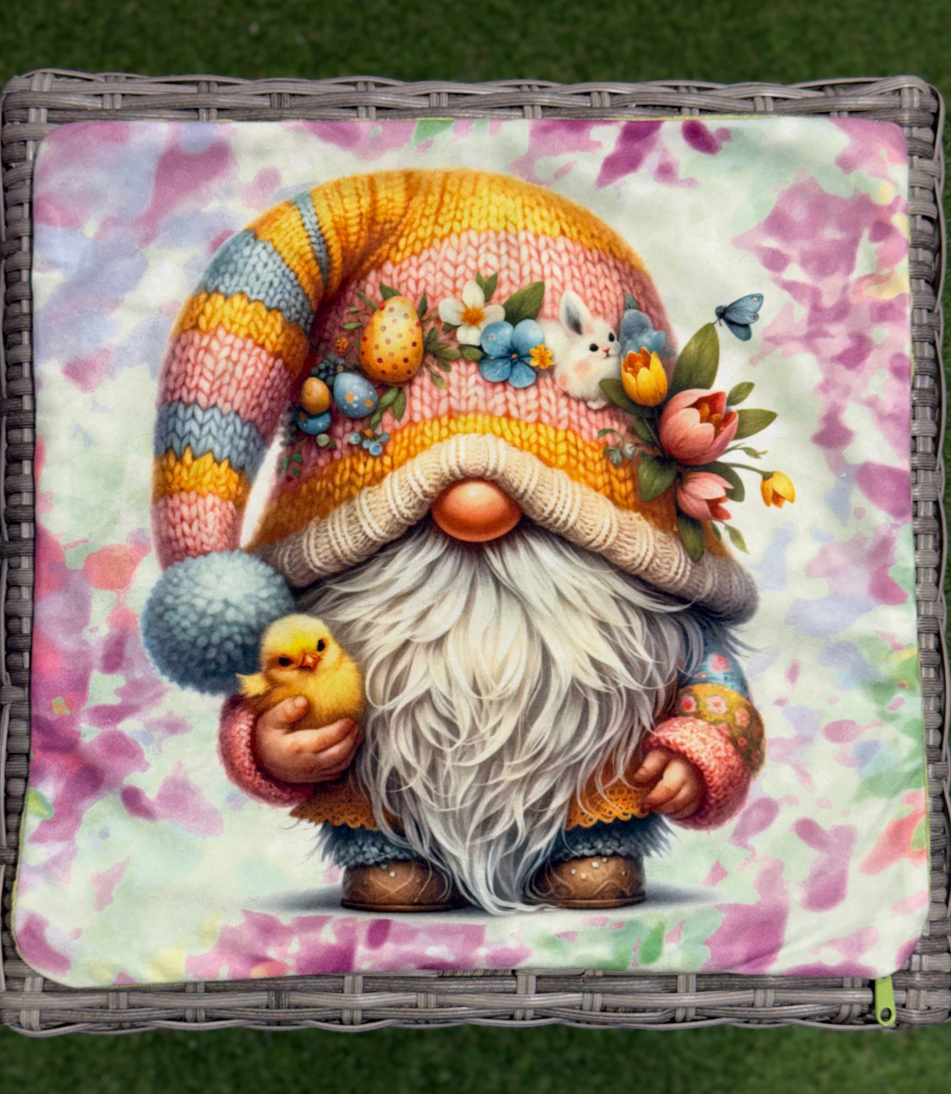 Easter Gnome Handmade Cushion – 16” x 16” with Insert