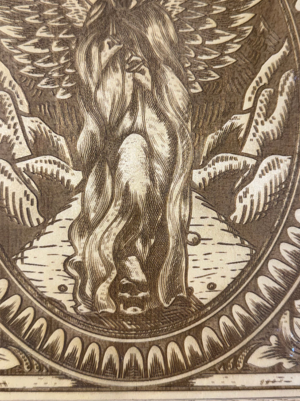Angel Wing Laser Engraved Basswood Artwork (30cm x 30cm) – One of a Kind